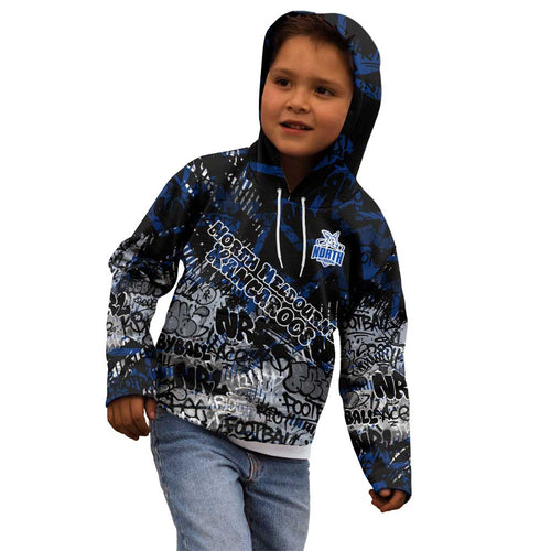 North Melbourne Kangaroos Kid Hoodie Urban Graffiti Street Art - Bold Abstract Spray Paint
