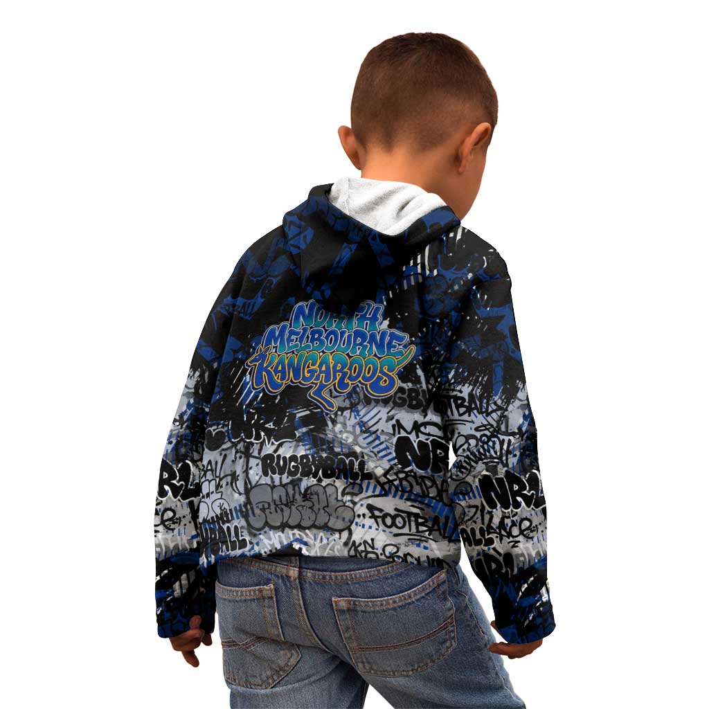 North Melbourne Kangaroos Kid Hoodie Urban Graffiti Street Art - Bold Abstract Spray Paint