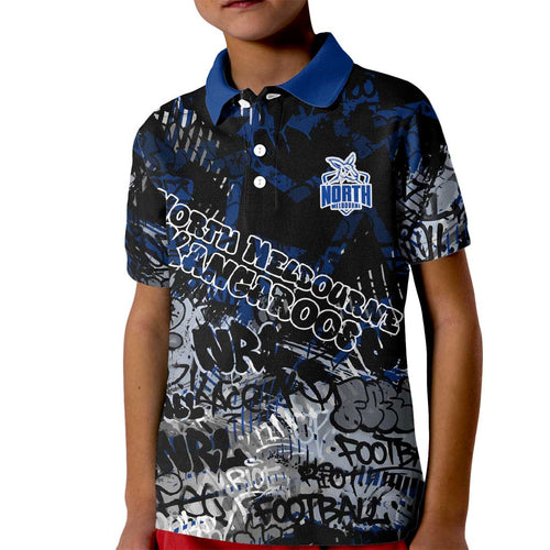 North Melbourne Kangaroos Kid Polo Shirt Urban Graffiti Street Art - Bold Abstract Spray Paint