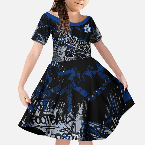North Melbourne Kangaroos Kid Short Sleeve Dress Urban Graffiti Street Art - Bold Abstract Spray Paint