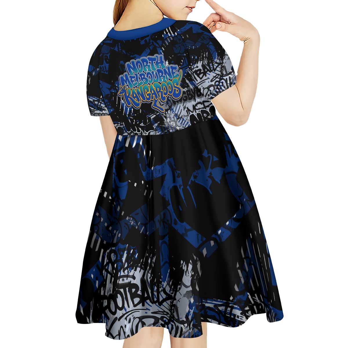 North Melbourne Kangaroos Kid Short Sleeve Dress Urban Graffiti Street Art - Bold Abstract Spray Paint