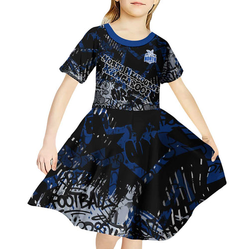 North Melbourne Kangaroos Kid Short Sleeve Dress Urban Graffiti Street Art - Bold Abstract Spray Paint