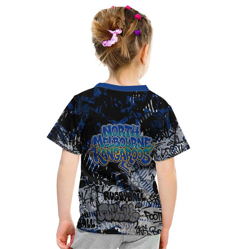 North Melbourne Kangaroos Kid T Shirt Urban Graffiti Street Art - Bold Abstract Spray Paint