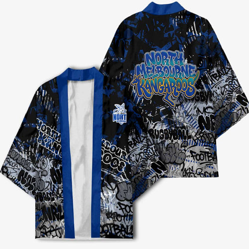 North Melbourne Kangaroos Kimono Urban Graffiti Street Art - Bold Abstract Spray Paint