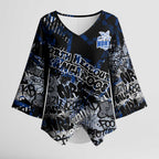 North Melbourne Kangaroos Kimono Sleeve Blouse Urban Graffiti Street Art - Bold Abstract Spray Paint