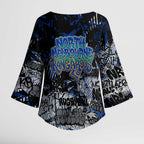North Melbourne Kangaroos Kimono Sleeve Blouse Urban Graffiti Street Art - Bold Abstract Spray Paint