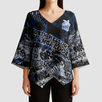 North Melbourne Kangaroos Kimono Sleeve Blouse Urban Graffiti Street Art - Bold Abstract Spray Paint