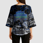North Melbourne Kangaroos Kimono Sleeve Blouse Urban Graffiti Street Art - Bold Abstract Spray Paint