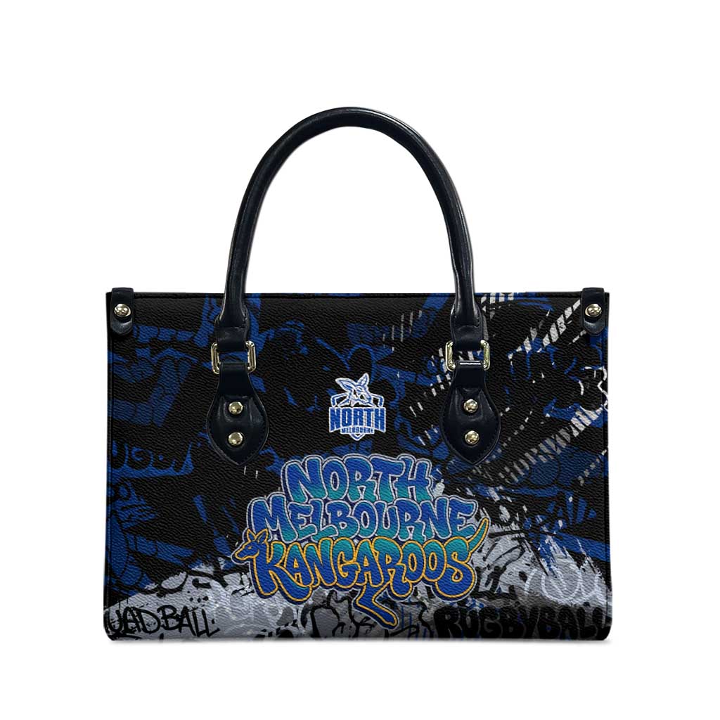 North Melbourne Kangaroos Leather Bag Urban Graffiti Street Art - Bold Abstract Spray Paint