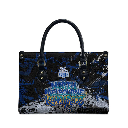 North Melbourne Kangaroos Leather Bag Urban Graffiti Street Art - Bold Abstract Spray Paint