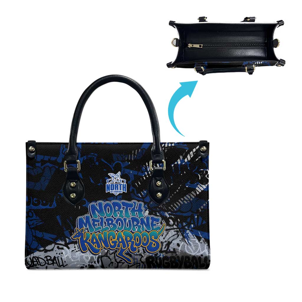 North Melbourne Kangaroos Leather Bag Urban Graffiti Street Art - Bold Abstract Spray Paint
