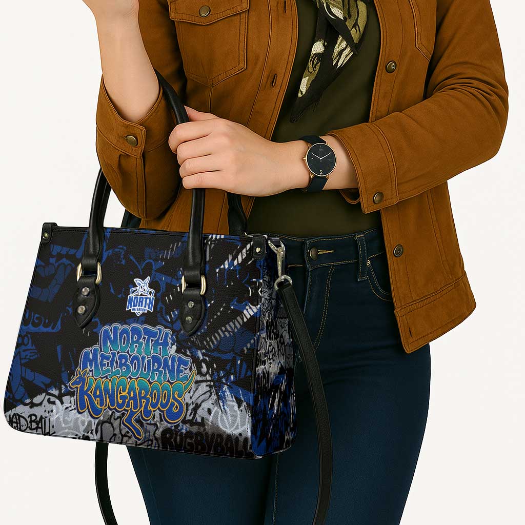 North Melbourne Kangaroos Leather Bag Urban Graffiti Street Art - Bold Abstract Spray Paint