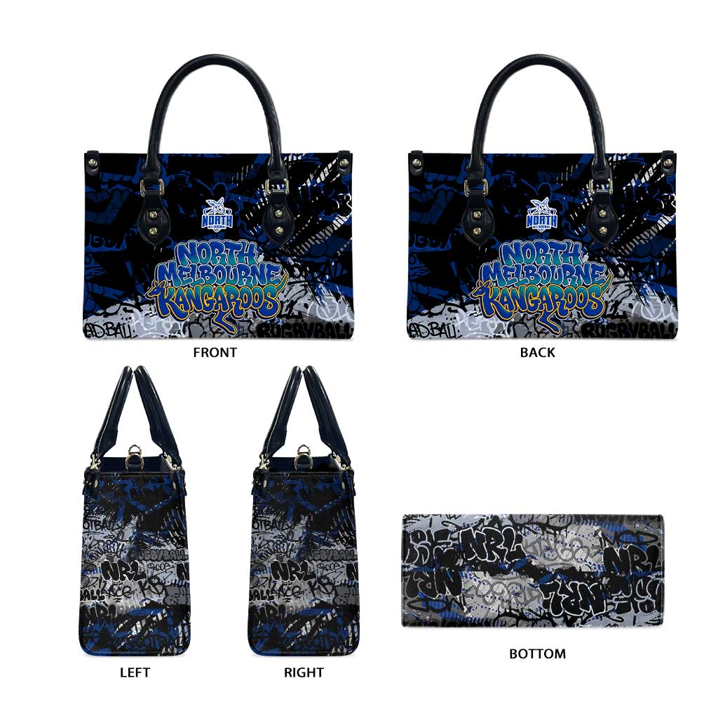 North Melbourne Kangaroos Leather Bag Urban Graffiti Street Art - Bold Abstract Spray Paint