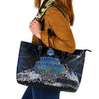 North Melbourne Kangaroos Leather Tote Bag Urban Graffiti Street Art - Bold Abstract Spray Paint