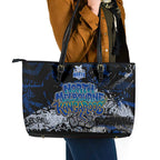 North Melbourne Kangaroos Leather Tote Bag Urban Graffiti Street Art - Bold Abstract Spray Paint