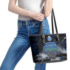 North Melbourne Kangaroos Leather Tote Bag Urban Graffiti Street Art - Bold Abstract Spray Paint