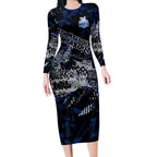 North Melbourne Kangaroos Long Sleeve Bodycon Dress Urban Graffiti Street Art - Bold Abstract Spray Paint
