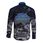 North Melbourne Kangaroos Long Sleeve Button Shirt Urban Graffiti Street Art - Bold Abstract Spray Paint