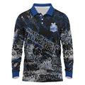 North Melbourne Kangaroos Long Sleeve Polo Shirt Urban Graffiti Street Art - Bold Abstract Spray Paint