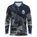 North Melbourne Kangaroos Long Sleeve Polo Shirt Urban Graffiti Street Art - Bold Abstract Spray Paint
