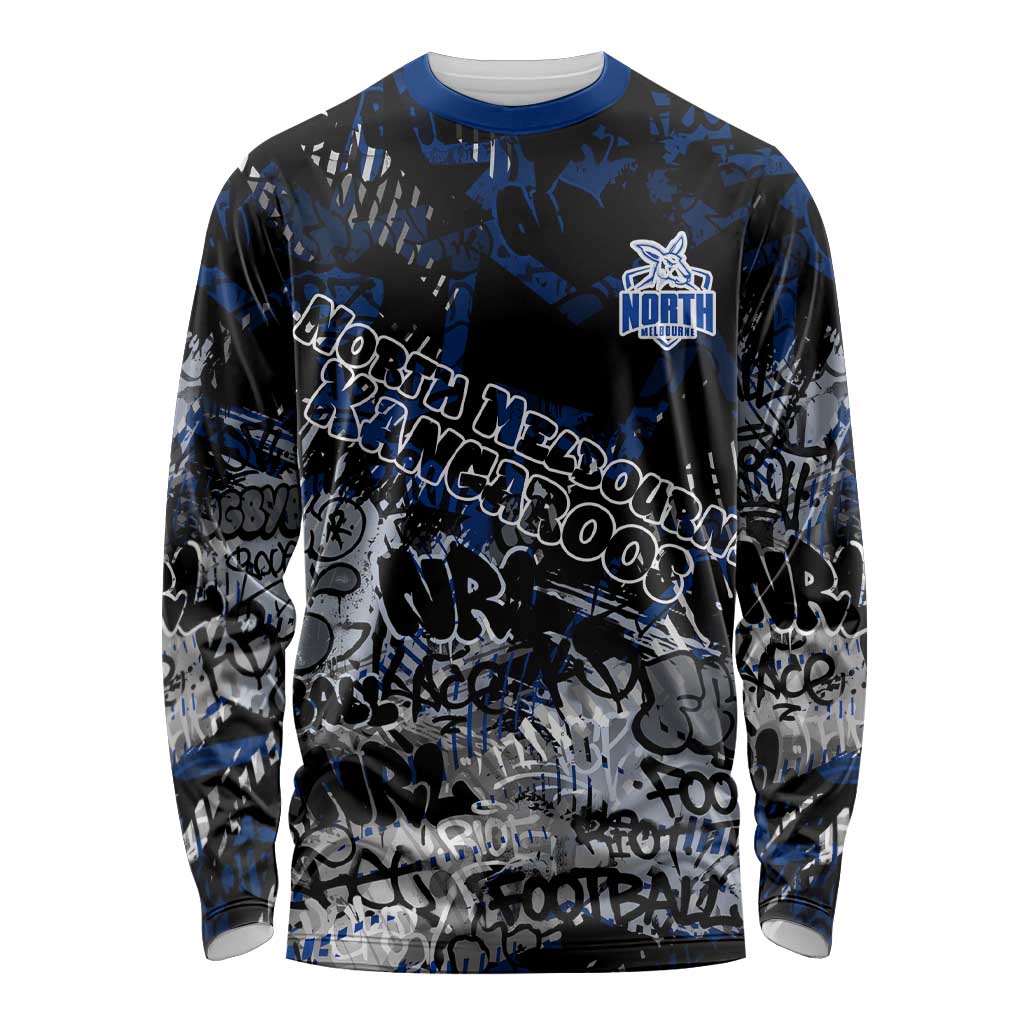 North Melbourne Kangaroos Long Sleeve Shirt Urban Graffiti Street Art - Bold Abstract Spray Paint