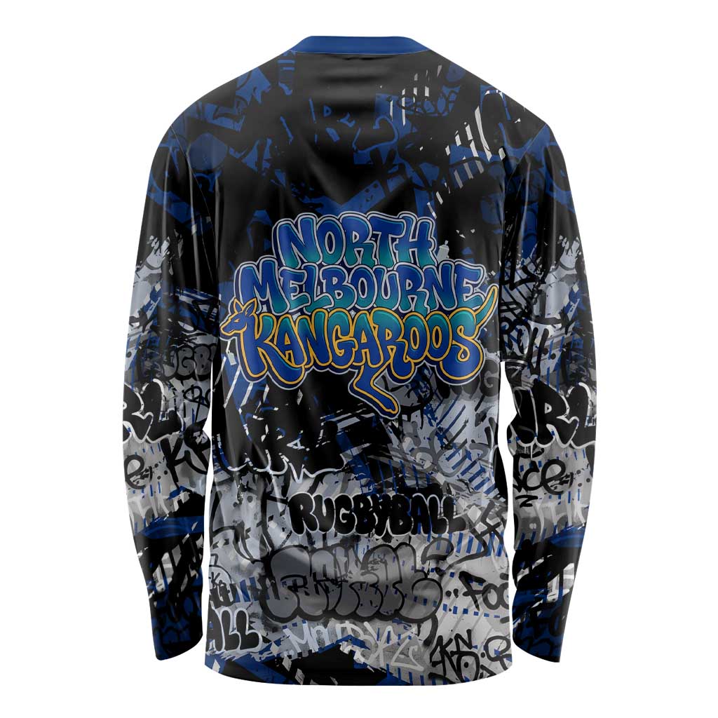 North Melbourne Kangaroos Long Sleeve Shirt Urban Graffiti Street Art - Bold Abstract Spray Paint