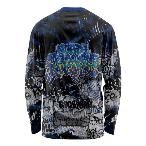 North Melbourne Kangaroos Long Sleeve Shirt Urban Graffiti Street Art - Bold Abstract Spray Paint