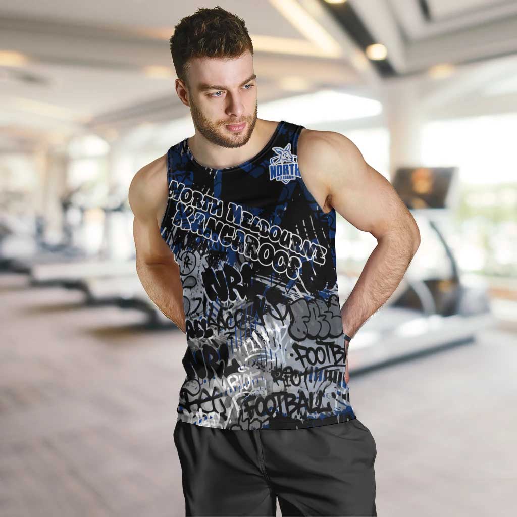North Melbourne Kangaroos Men Tank Top Urban Graffiti Street Art - Bold Abstract Spray Paint