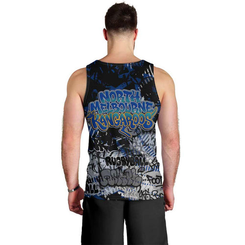 North Melbourne Kangaroos Men Tank Top Urban Graffiti Street Art - Bold Abstract Spray Paint