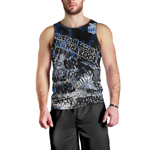 North Melbourne Kangaroos Men Tank Top Urban Graffiti Street Art - Bold Abstract Spray Paint