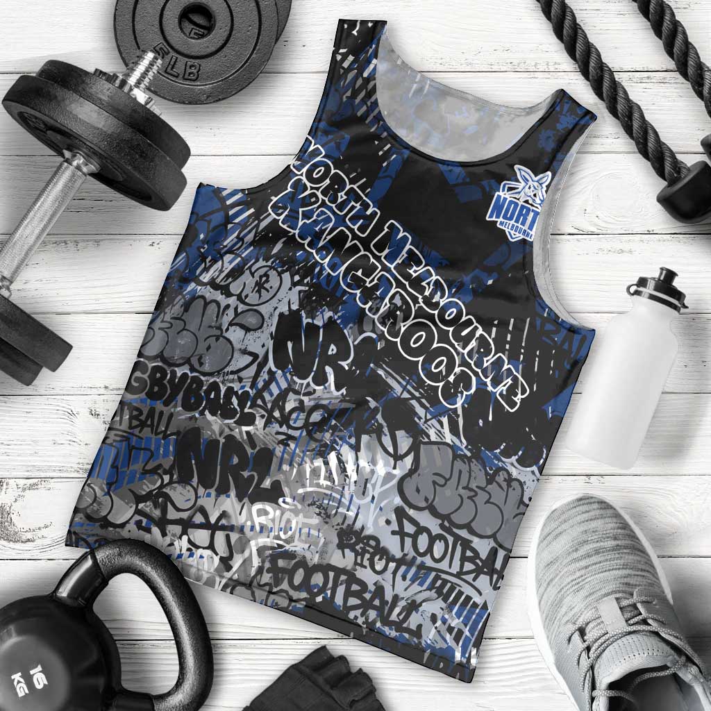 North Melbourne Kangaroos Men Tank Top Urban Graffiti Street Art - Bold Abstract Spray Paint