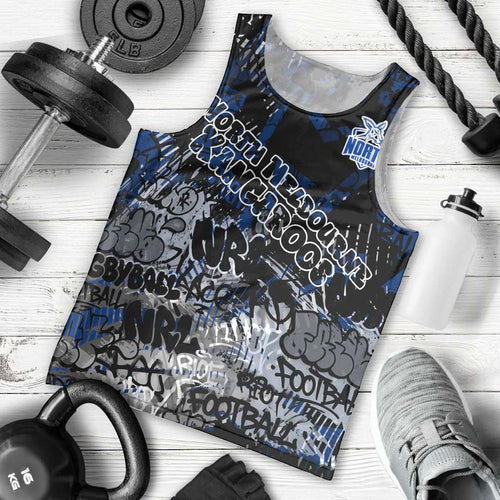 North Melbourne Kangaroos Men Tank Top Urban Graffiti Street Art - Bold Abstract Spray Paint