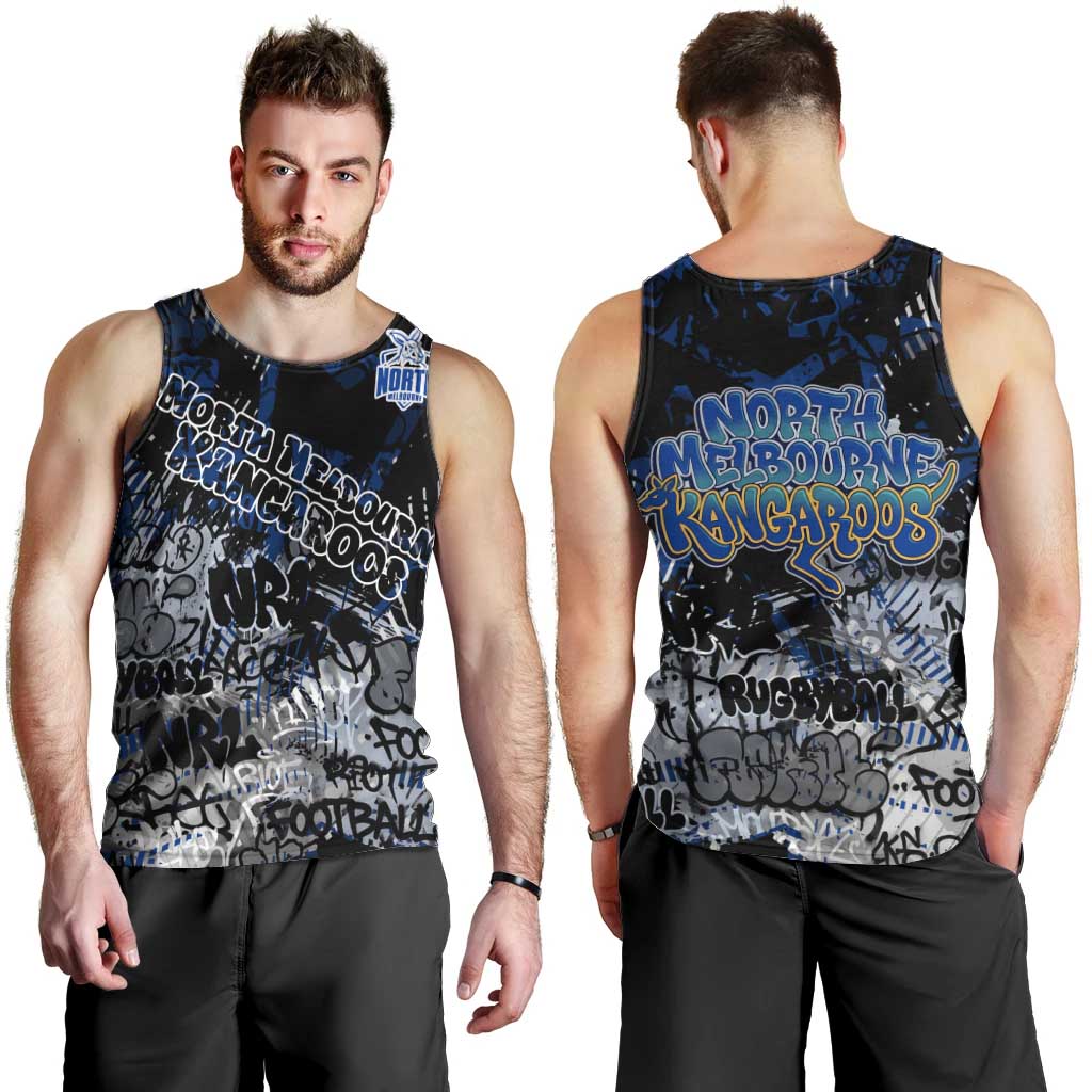 North Melbourne Kangaroos Men Tank Top Urban Graffiti Street Art - Bold Abstract Spray Paint