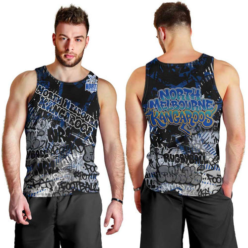North Melbourne Kangaroos Men Tank Top Urban Graffiti Street Art - Bold Abstract Spray Paint