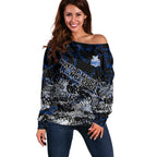 North Melbourne Kangaroos Off Shoulder Sweater Urban Graffiti Street Art - Bold Abstract Spray Paint