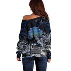 North Melbourne Kangaroos Off Shoulder Sweater Urban Graffiti Street Art - Bold Abstract Spray Paint