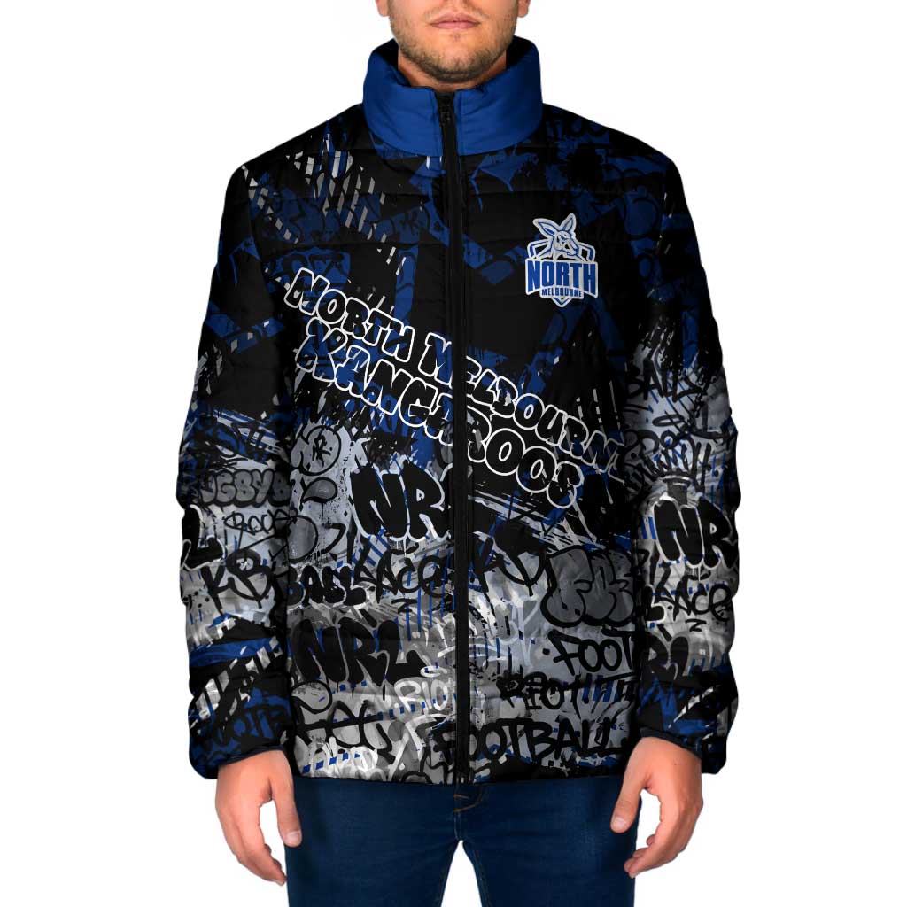 North Melbourne Kangaroos Padded Jacket Urban Graffiti Street Art - Bold Abstract Spray Paint