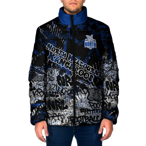 North Melbourne Kangaroos Padded Jacket Urban Graffiti Street Art - Bold Abstract Spray Paint