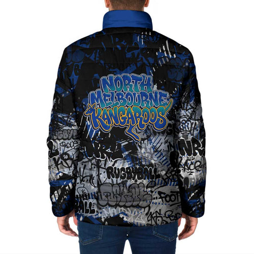 North Melbourne Kangaroos Padded Jacket Urban Graffiti Street Art - Bold Abstract Spray Paint