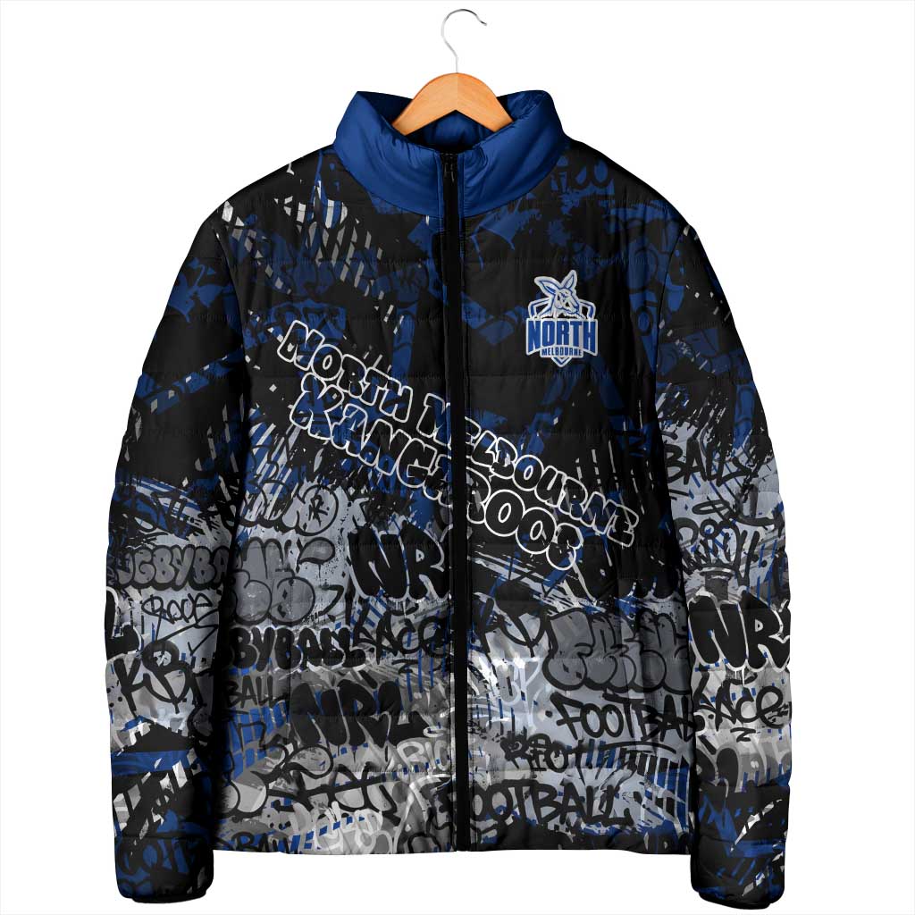 North Melbourne Kangaroos Padded Jacket Urban Graffiti Street Art - Bold Abstract Spray Paint