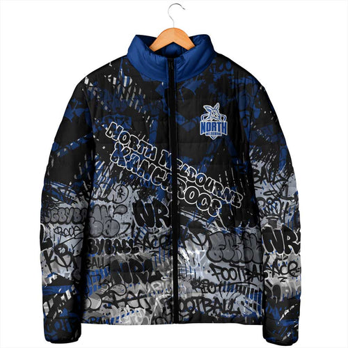 North Melbourne Kangaroos Padded Jacket Urban Graffiti Street Art - Bold Abstract Spray Paint