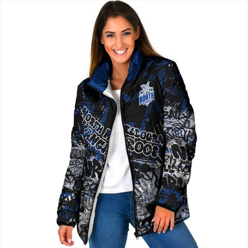 North Melbourne Kangaroos Padded Jacket Urban Graffiti Street Art - Bold Abstract Spray Paint