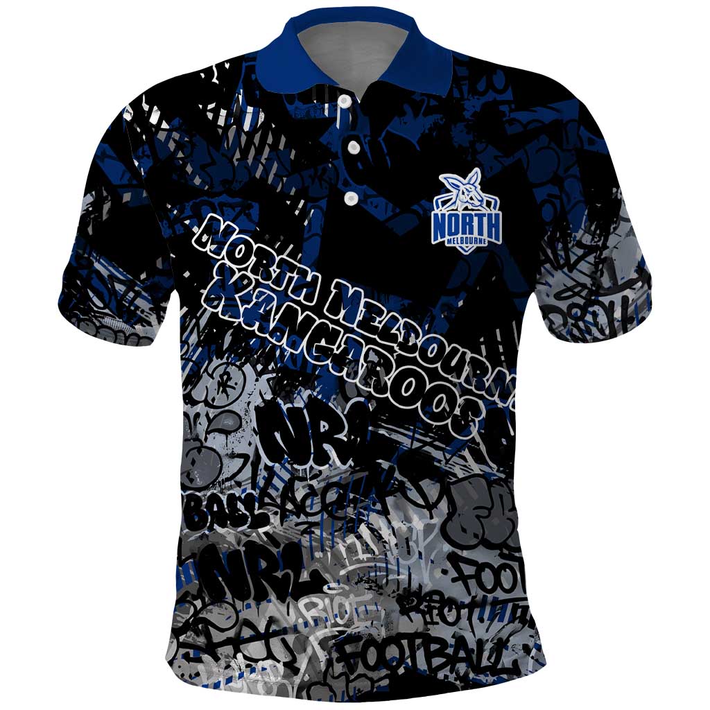 North Melbourne Kangaroos Polo Shirt Urban Graffiti Street Art - Bold Abstract Spray Paint