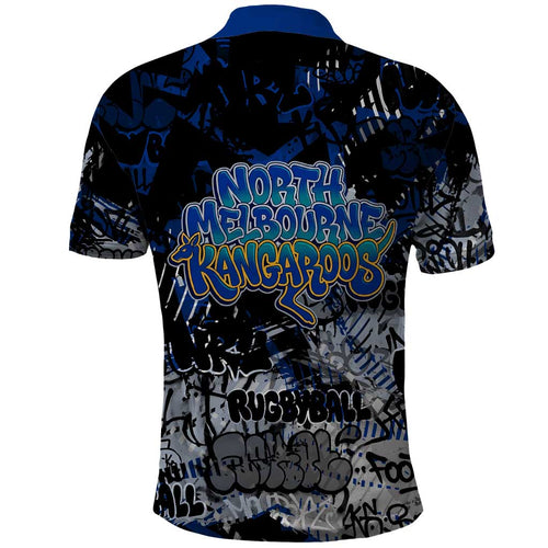 North Melbourne Kangaroos Polo Shirt Urban Graffiti Street Art - Bold Abstract Spray Paint