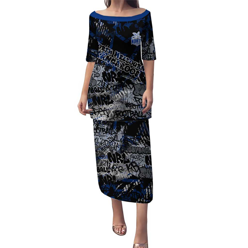 North Melbourne Kangaroos Puletasi Urban Graffiti Street Art - Bold Abstract Spray Paint