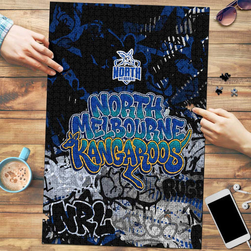 North Melbourne Kangaroos Puzzle Urban Graffiti Street Art - Bold Abstract Spray Paint