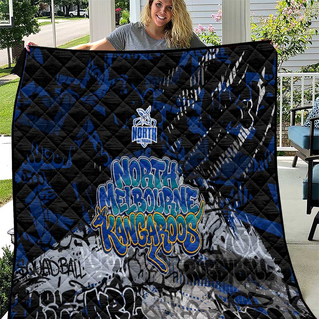 North Melbourne Kangaroos Quilt Urban Graffiti Street Art - Bold Abstract Spray Paint