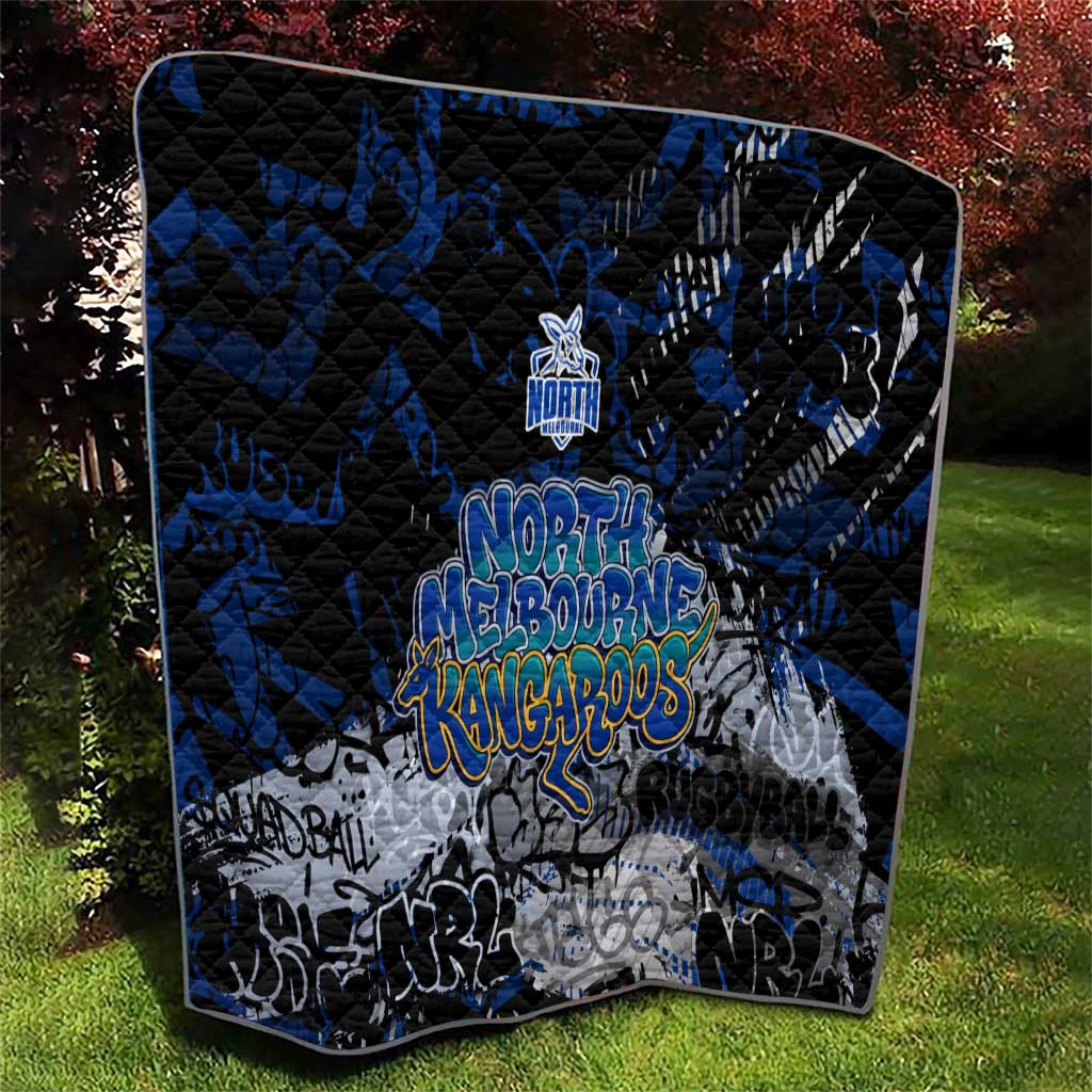 North Melbourne Kangaroos Quilt Urban Graffiti Street Art - Bold Abstract Spray Paint