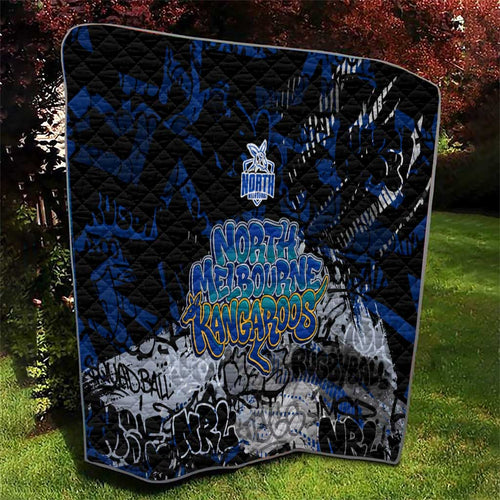 North Melbourne Kangaroos Quilt Urban Graffiti Street Art - Bold Abstract Spray Paint