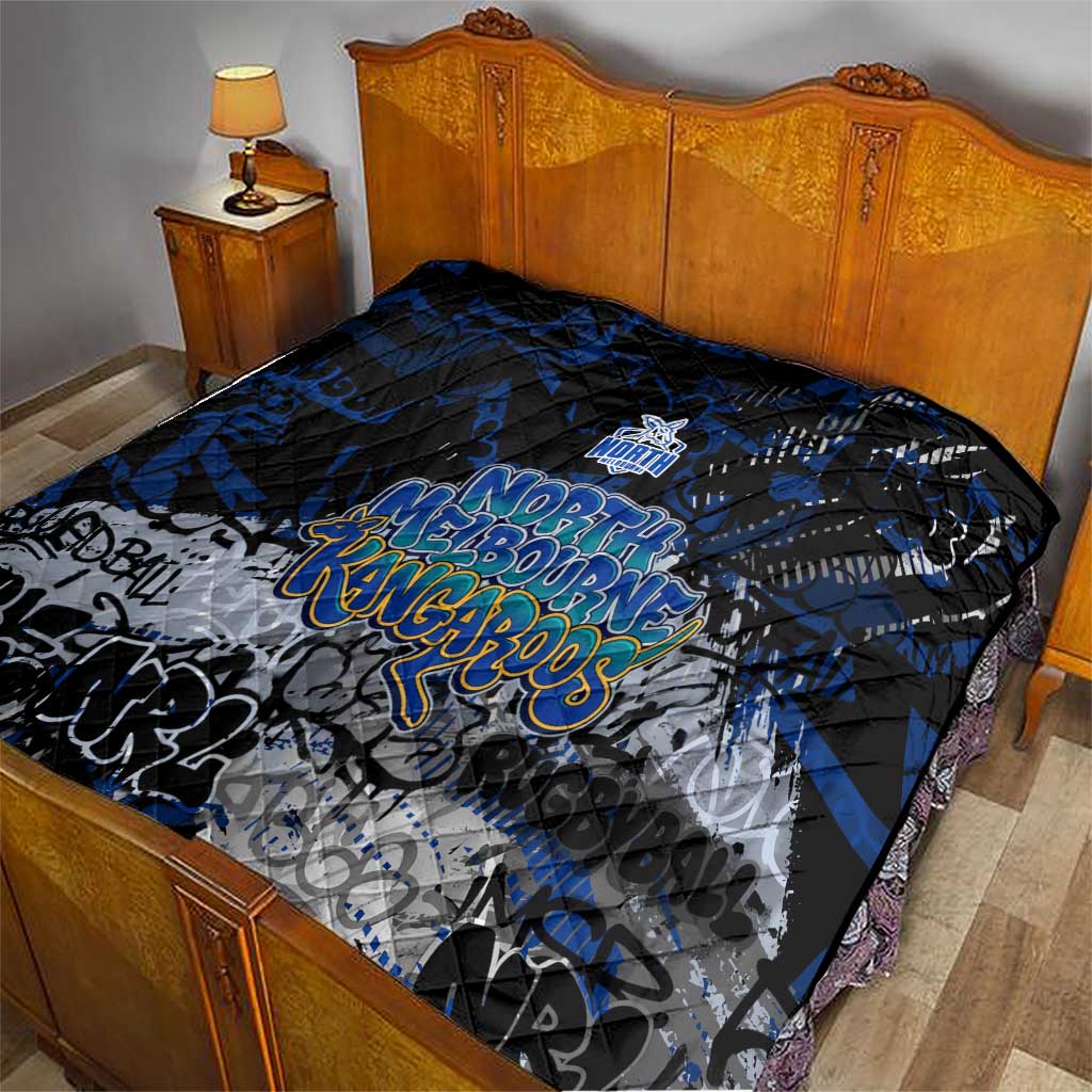 North Melbourne Kangaroos Quilt Urban Graffiti Street Art - Bold Abstract Spray Paint